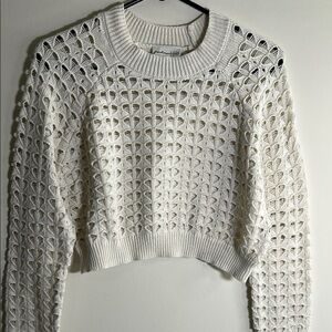 Freshman 1996 Elegant White Cropped Knit Sweater‎ size small